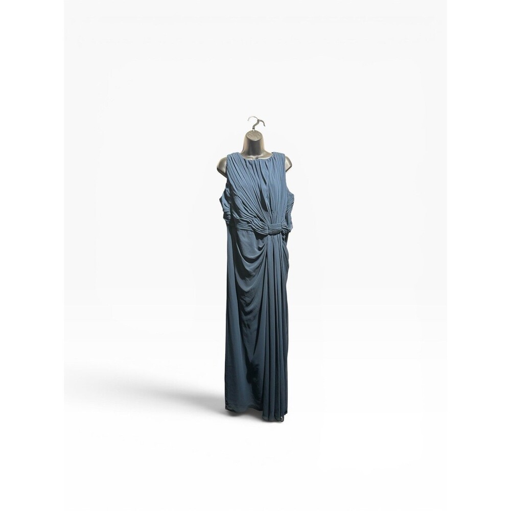 Alex Evenings Slate Blue Ruched Draped Grecian Gown Womens 18W Formal Long Dress